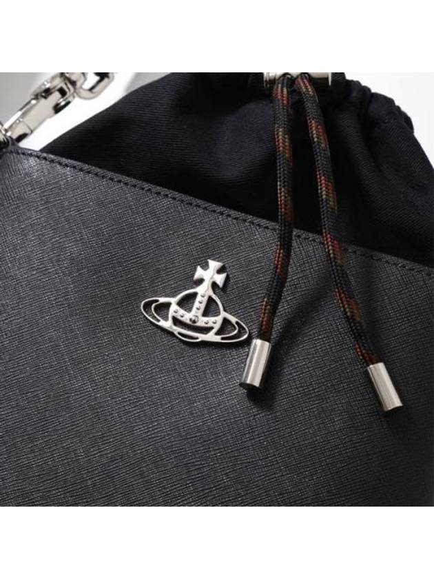 Saffiano Drawstring Cross Bag Black - VIVIENNE WESTWOOD - BALAAN.