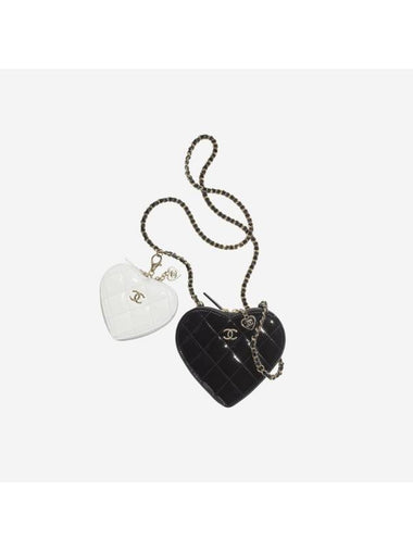 CC Logo Chain Heart Mini Bag Black - CHANEL - BALAAN 1