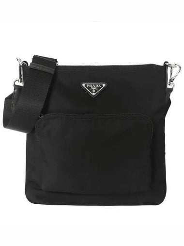 Triangle Logo Nylon Cross Bag Black - PRADA - BALAAN 1