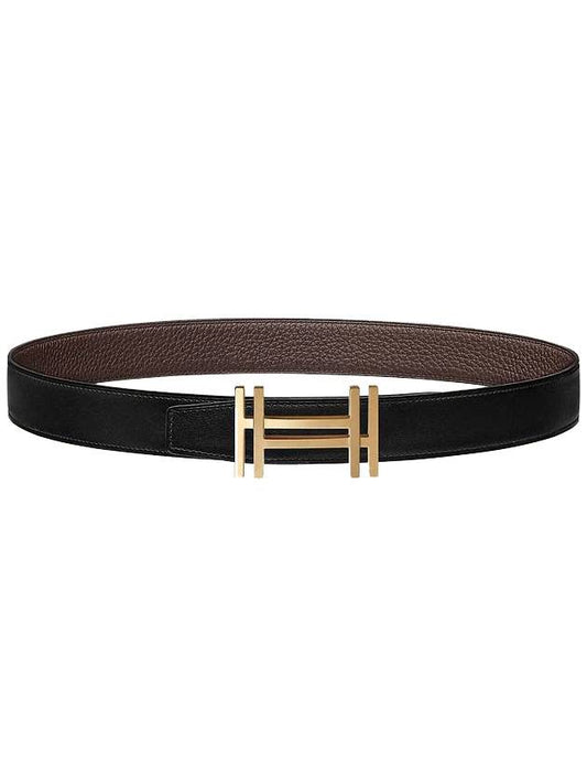 Women's H Au Carre Buckle Reversible Leather Strap Belt Black Brown - HERMES - BALAAN 1