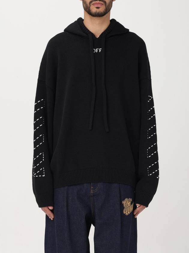 Off-white cotton blend hoodie with embroidered logo - OFF WHITE - BALAAN 1