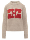 Women's Butterfly Graphic Pullover Knit Top Beige - GANNI - BALAAN 2