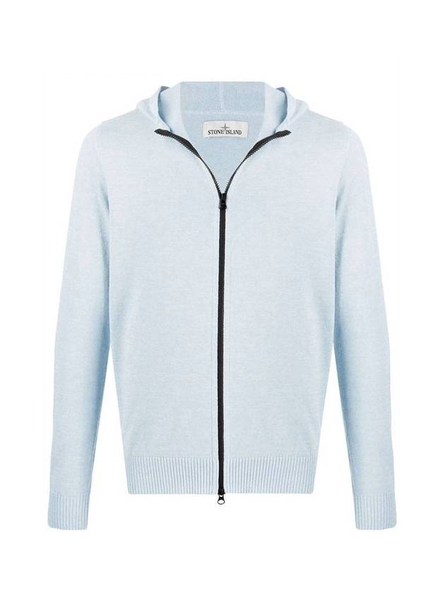 Men's Logo Knit Zip Up Hoodie Sky Blue - STONE ISLAND - BALAAN 1