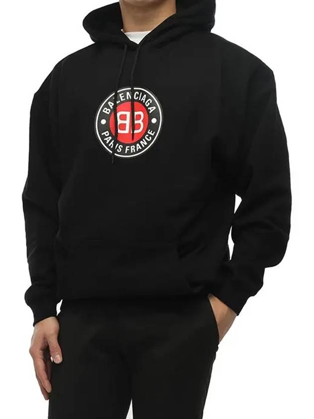 BB Logo Round Print Hoodie Black - BALENCIAGA - BALAAN 4