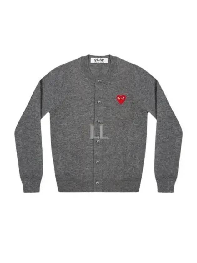 Heart Wappen Wool Cardigan Charcoal Grey - COMME DES GARCONS - BALAAN 2