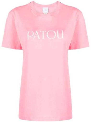 Logo Cotton Short Sleeve T-Shirt Pink - PATOU - BALAAN 1