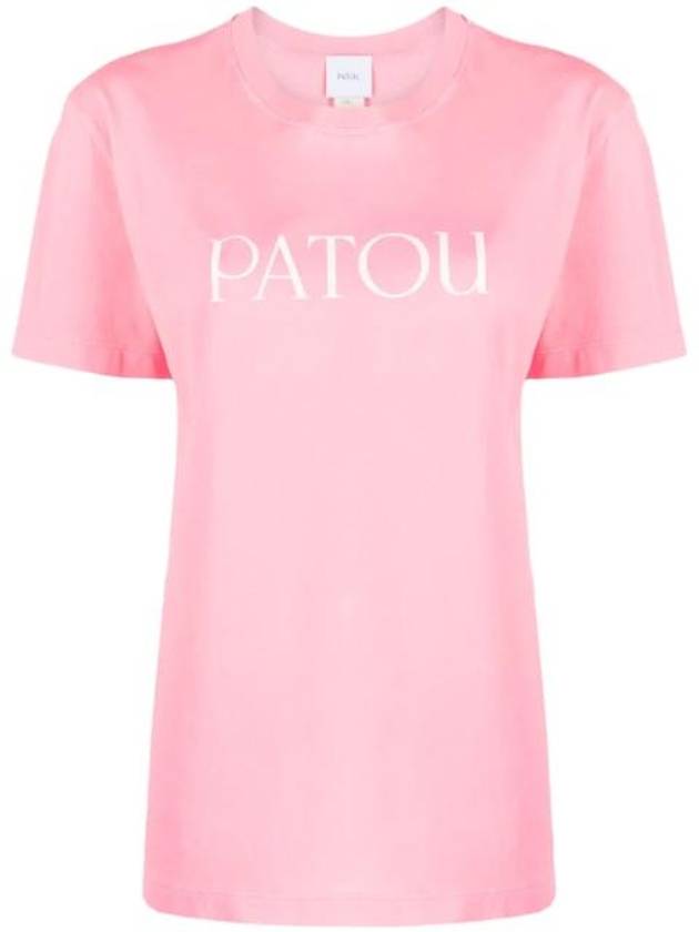 Logo Cotton Short Sleeve T-Shirt Pink - PATOU - BALAAN 1