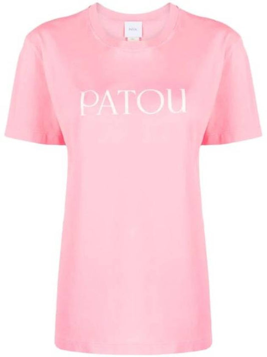 Logo Cotton Short Sleeve T-Shirt Pink - PATOU - BALAAN 1