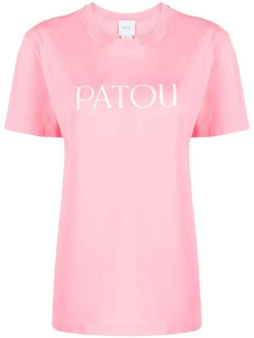 Logo Cotton Short Sleeve T-Shirt Pink - PATOU - BALAAN 1