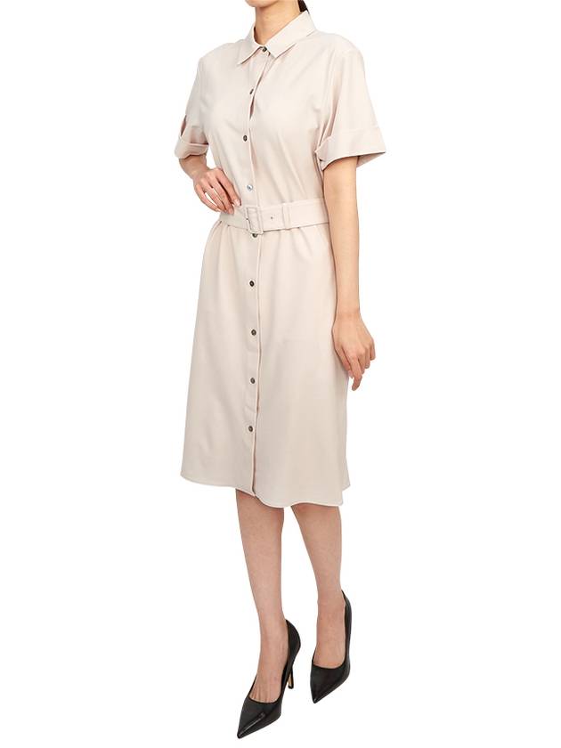 Women's Belt Wool Blend Midi Dress Beige - THEORY - BALAAN 7