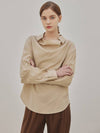 Alina drape collar blouseBEIGE - ARIFF - BALAAN 2