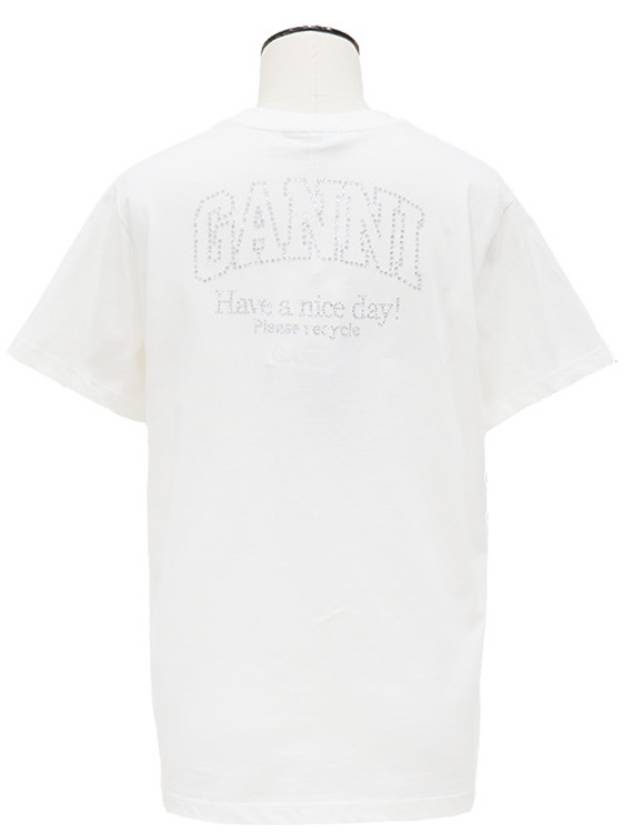 Basic Jersey Rhinestone EGRET T Shirt - GANNI - BALAAN 2