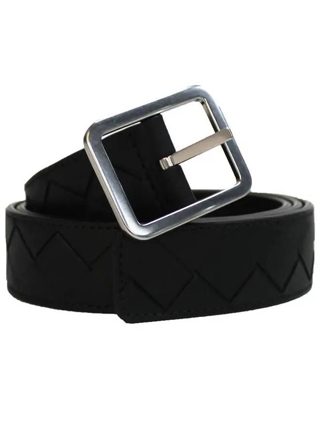 Men's Intrecciato Leather Belt Black - BOTTEGA VENETA - BALAAN 1