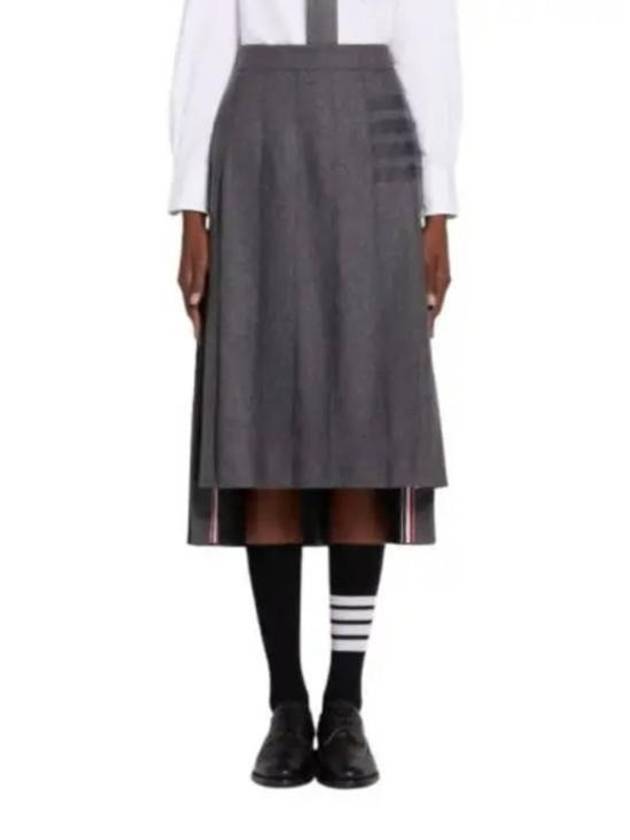 Wool Cashmere Flannel Below Knee Pleats 4 Bar Skirt FGC400V 06393 035 - THOM BROWNE - BALAAN 2