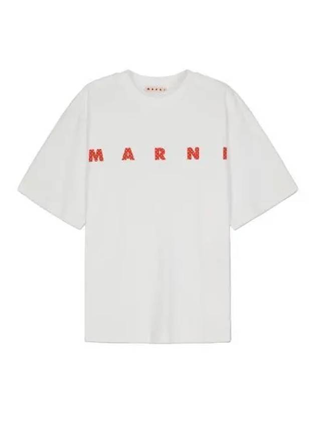 Logo Print Cotton Short Sleeve T-Shirt White - MARNI - BALAAN 2