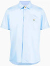 Men's Logo Classic Short Sleeve Shirt Light Blue - VIVIENNE WESTWOOD - BALAAN 2