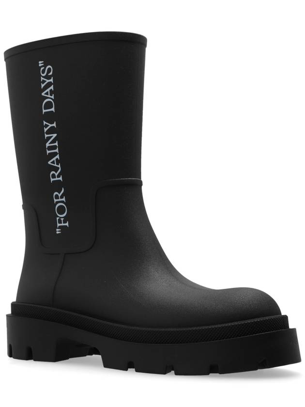 Men s Rain Boots Off White Printed Shoes Black - OFF WHITE - BALAAN 5