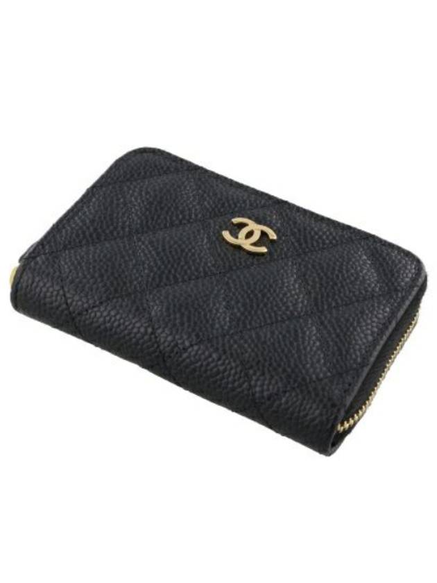 Classic Zipped Coin Purse Grained Calfskin & Gold Black - CHANEL - BALAAN 6