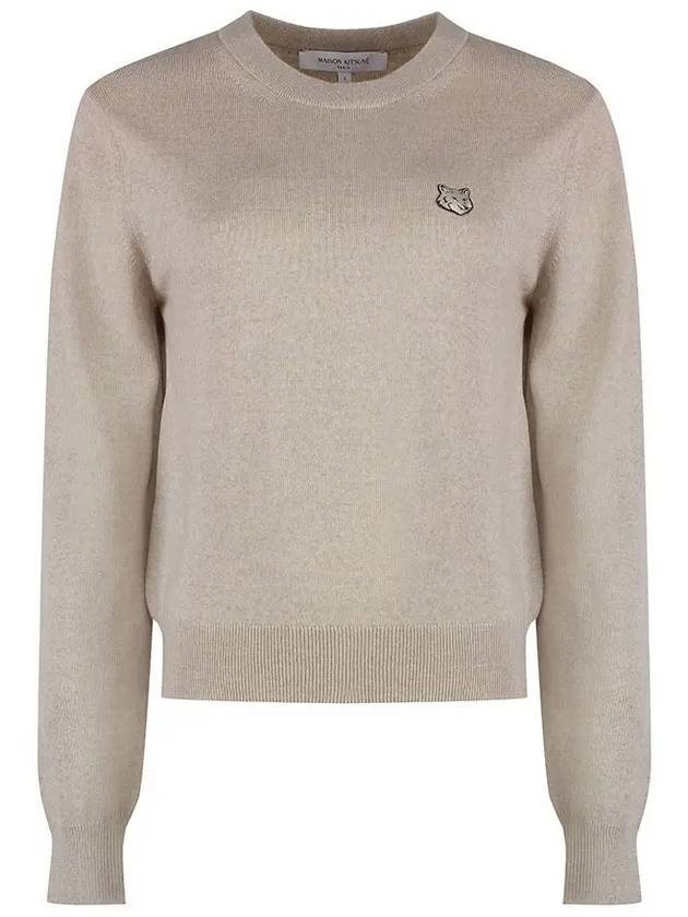 Bold Fox Head Wool Knit Top Light Beige Melange - MAISON KITSUNE - BALAAN 2