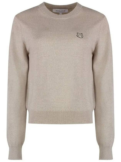 Bold Fox Head Wool Knit Top Light Beige Melange - MAISON KITSUNE - BALAAN 2