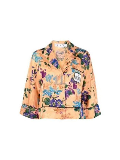 Logo Patch Floral Print Shirt Peach Orange - OFF WHITE - BALAAN 2