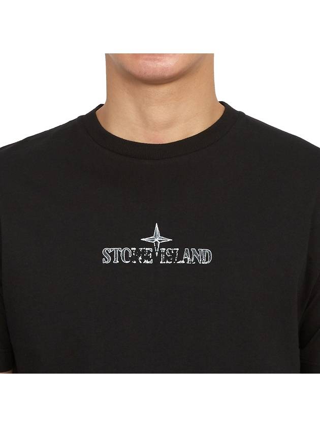 Logo Print Short Sleeve T-Shirt Black - STONE ISLAND - BALAAN 7