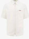 Embroidered Logo Patch Zipper Short Sleeve Shirt White - DIOR - BALAAN 2