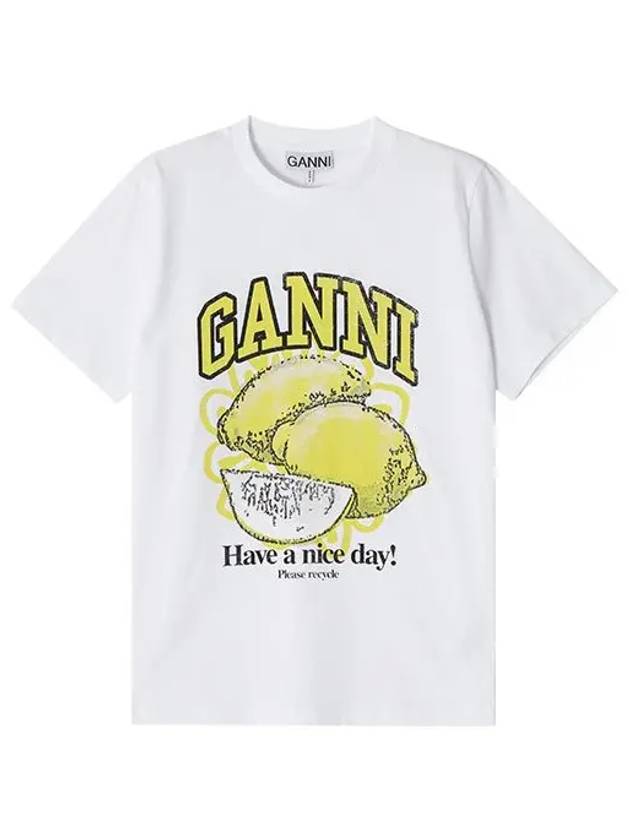 Relaxed Lemon T-Shirt Bright White - GANNI - BALAAN 6