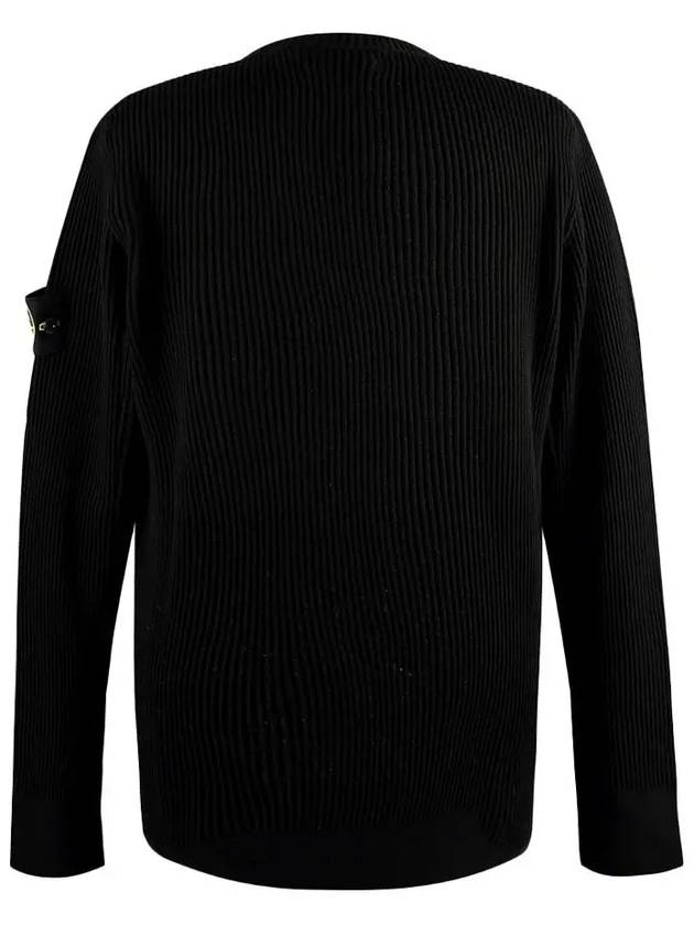 Full Rib Pure Wool Crewneck Knit Top Black - STONE ISLAND - BALAAN 4