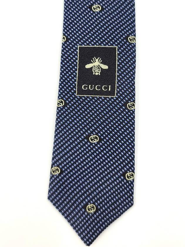 GG Dot Pattern Silk Tie Navy - GUCCI - BALAAN 8