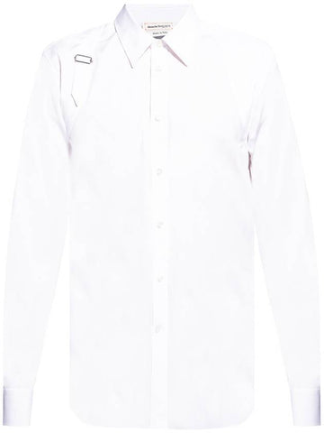 Men's Strap Detail Long Sleeve Shirt White - ALEXANDER MCQUEEN - BALAAN 1