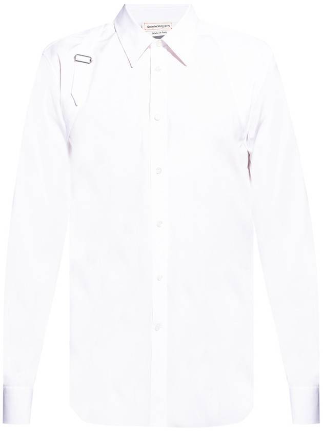 Men's Strap Detail Long Sleeve Shirt White - ALEXANDER MCQUEEN - BALAAN 1