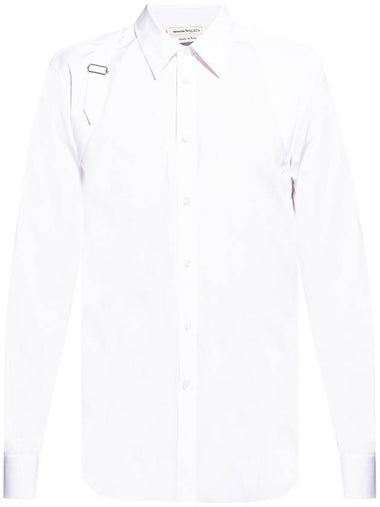 Men's Strap Detail Long Sleeve Shirt White - ALEXANDER MCQUEEN - BALAAN 1