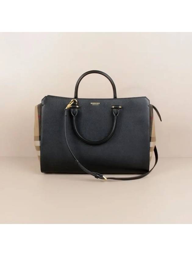 Banwell House Check Medium Tote Bag Black - BURBERRY - BALAAN 2