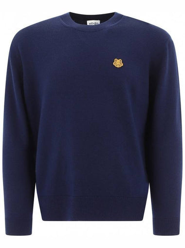 Tiger Logo Wool Knit Top Navy - KENZO - BALAAN 1