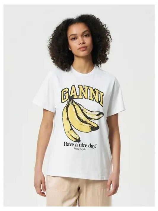 Basic Jersey Banana Relax Fit T Shirt White Domestic Product GM0024021529202 - GANNI - BALAAN 1