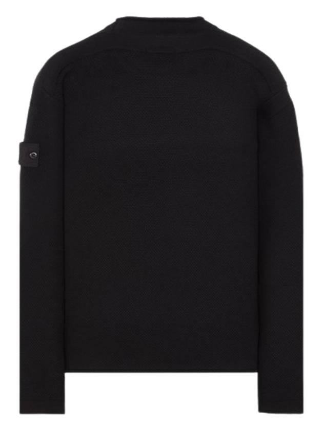 Ghost Piece Crew Neck Wool Knit Top Black - STONE ISLAND - BALAAN 3