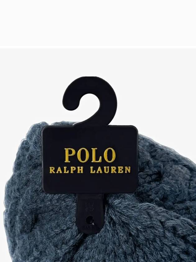 Polo Bear Cable Knit Beanie Blue - POLO RALPH LAUREN - BALAAN 4