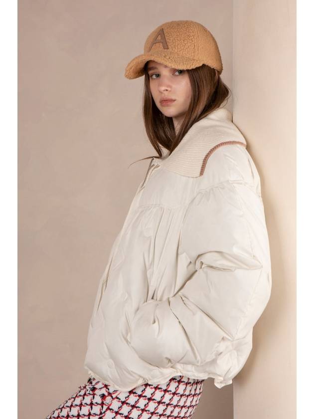 Women's Rib Collar Circle Quilted Short Puffer Padding Ivory - REAL ME ANOTHER ME - BALAAN 3