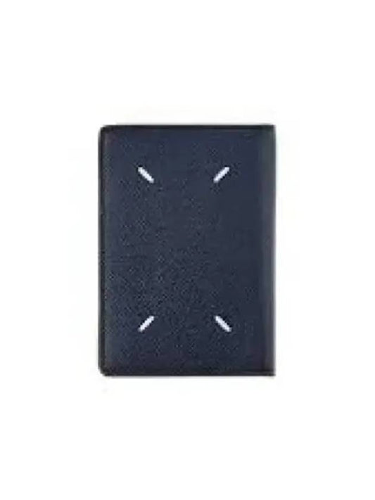 Stitched Bi-Fold Leather Card Wallet Navy - MAISON MARGIELA - BALAAN 2