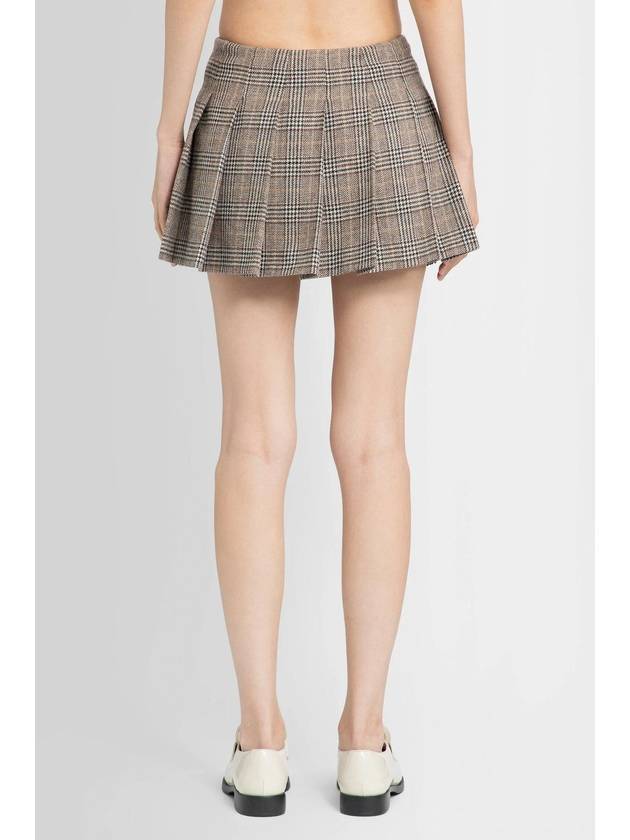 Triangle Logo Belt Mini Pleated Skirt Brown - PRADA - BALAAN 4