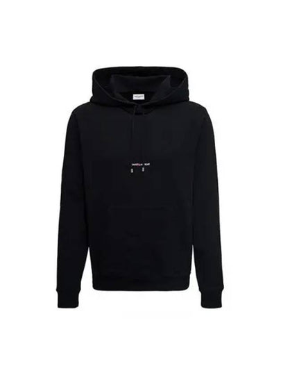 Men's Chest Small Logo Hoodie Black - SAINT LAURENT - BALAAN 2