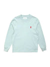 Small Heart Logo Long Sleeve T-Shirt Pale Green - AMI - BALAAN 1