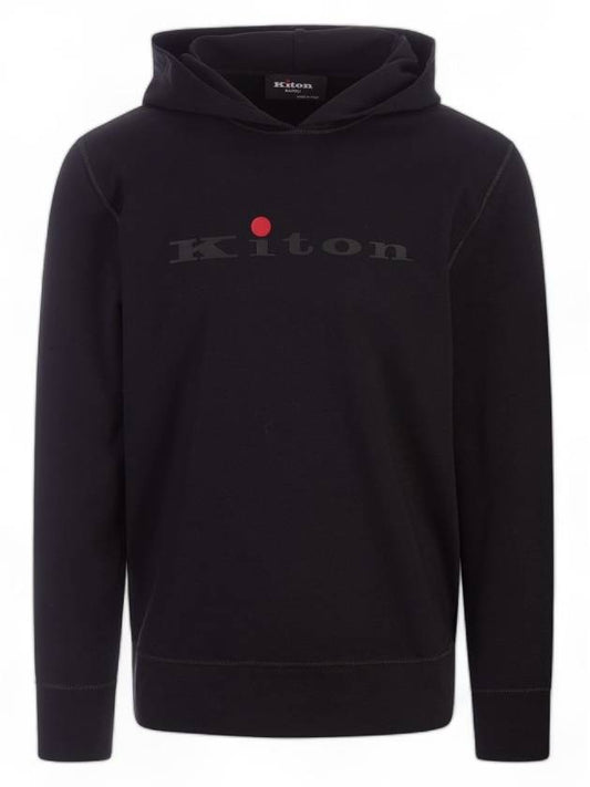 24 Logo Men's Hooded Sweatshirt Black - KITON - BALAAN 1