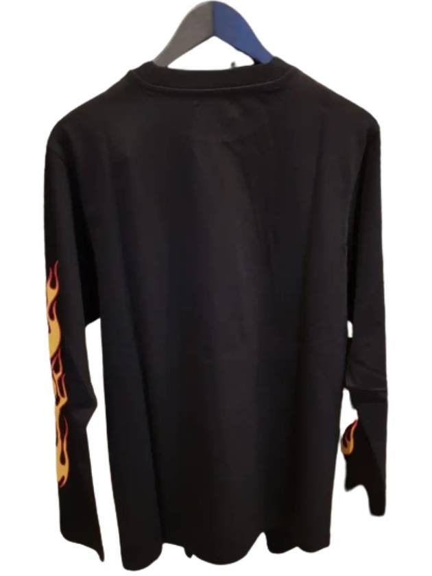 Flaming Long Sleeve T-Shirt Black - PALM ANGELS - BALAAN 4