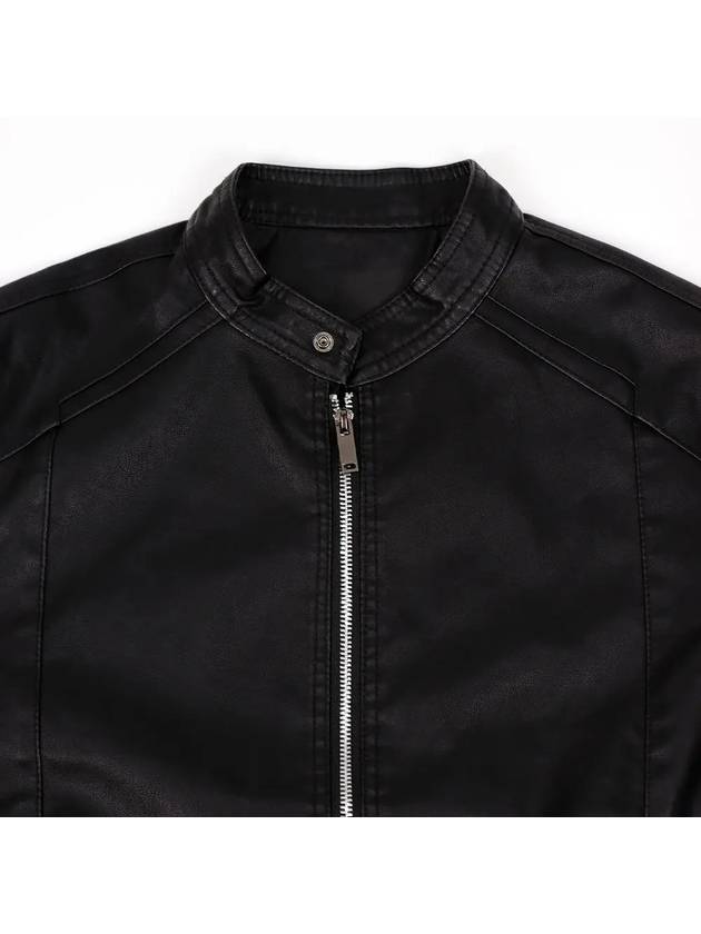 Men's zipper point black eco-leather zip-up leather jumper LJP120 - IKALOOOK - BALAAN 8