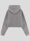 Logo Drawstring Crop Cotton Hoodie Grey - MIU MIU - BALAAN 3