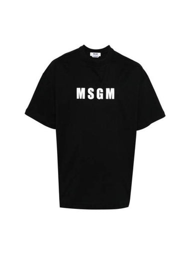 Logo Print Cotton Short Sleeve T-Shirt Black - MSGM - BALAAN 1