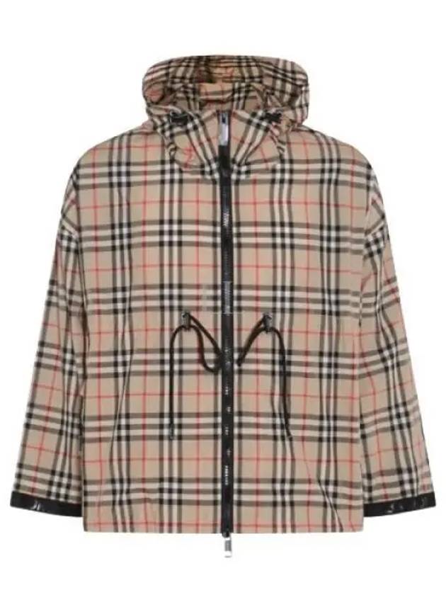 Women's Back-tone Check Zip-up Hooded Jacket Beige - BURBERRY - BALAAN 2