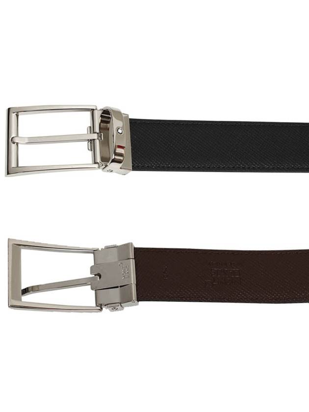 Rectangular Pin Buckle Reversible Leather Belt Black Brown - MONTBLANC - BALAAN 3